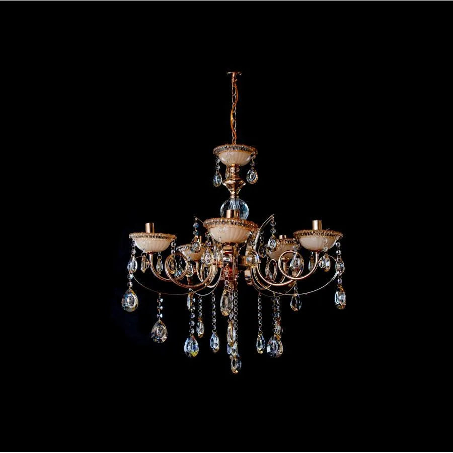 Giala Chandelier, 5*E14, Gold, Metal and Crystal