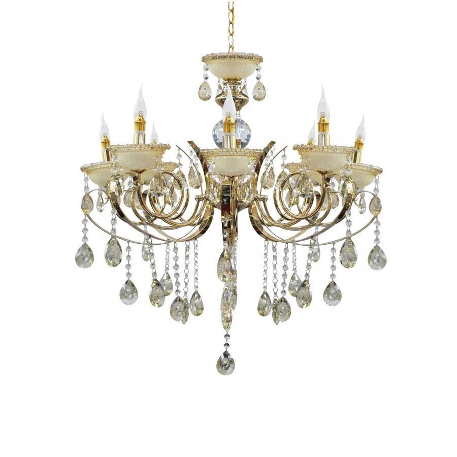 Giala Chandelier, 8*E14, Gold, Metal and Crystal