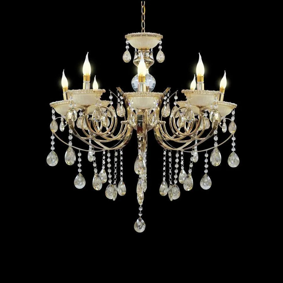 Giala Chandelier, 8*E14, Gold, Metal and Crystal