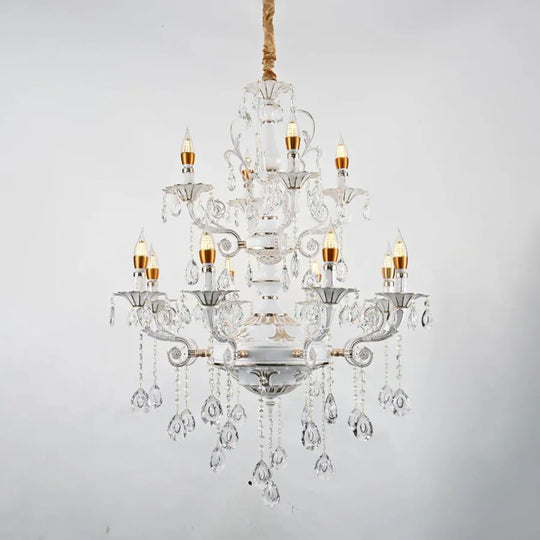 Bruhier Crystal Chandelier 12x E14, Diameter 75cm, White with Gold, Adjustable Height Classic Chandeliers Default Title Alessandro Design