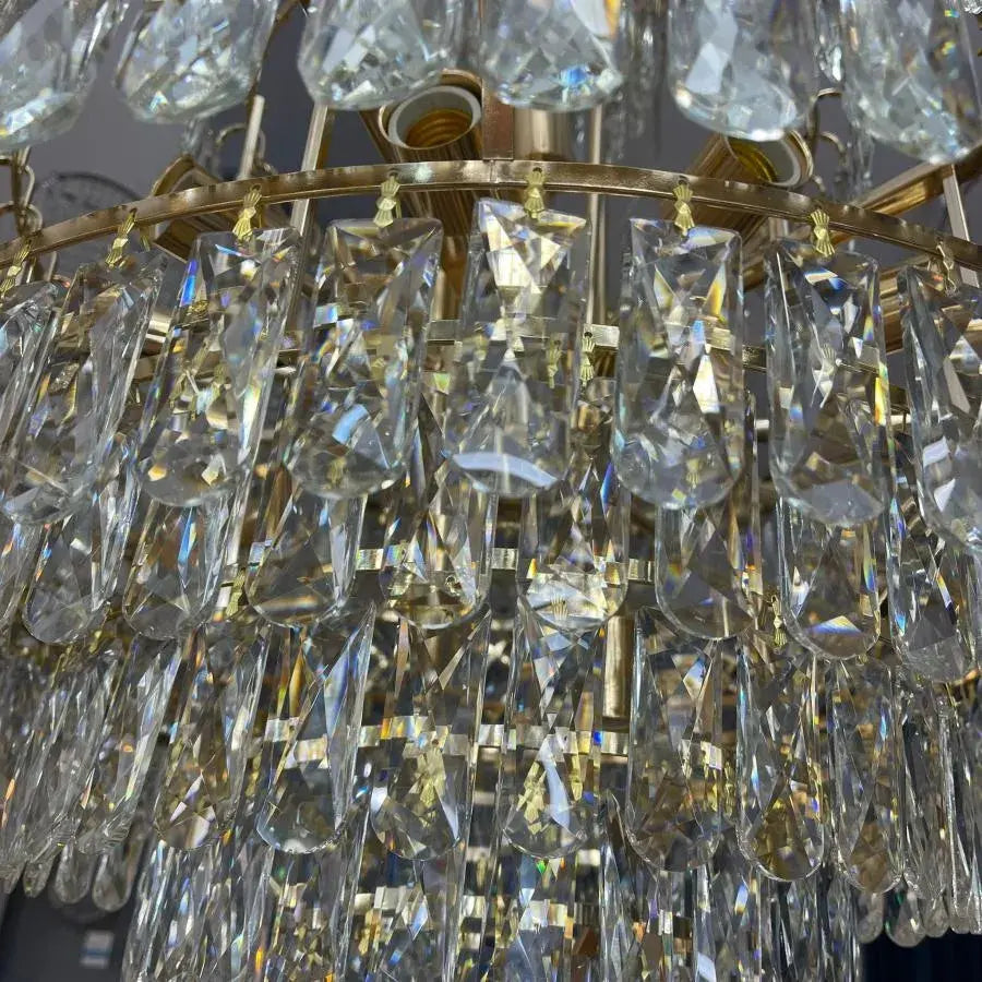 Junnut Chandelier 21*E27, Crystal and Metal, Gold 