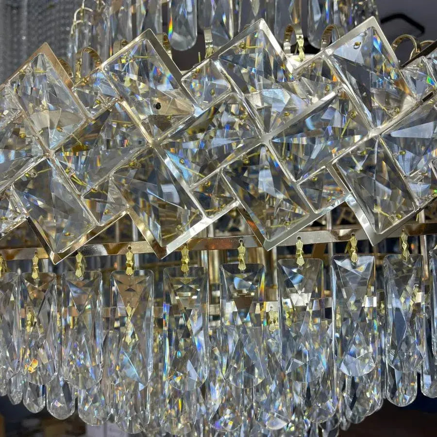 Junnut Chandelier 21*E27, Crystal and Metal, Gold 