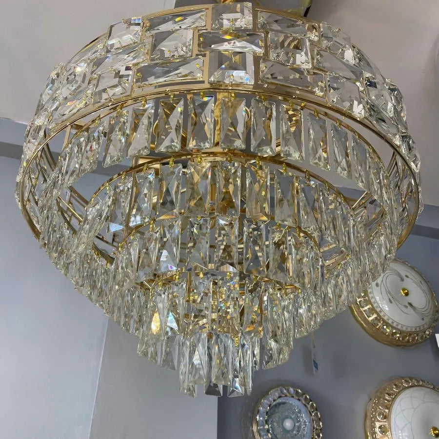 Karam Chandelier 10*E27, Metal and Crystal, Gold 