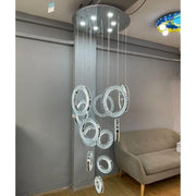 Cindy LED Chandelier, 128W, Metal and Crystal, Silver 