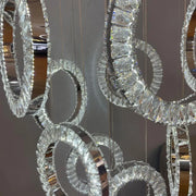 Cindy LED Chandelier, 128W, Metal and Crystal, Silver 
