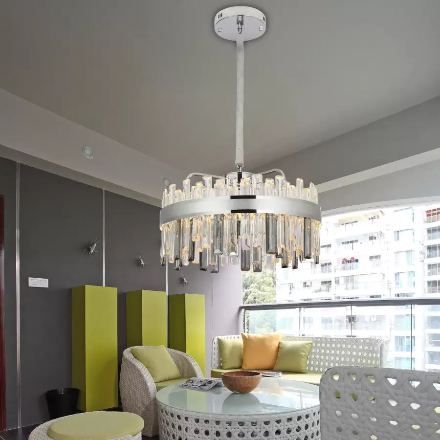 LED Crystal Chandelier with Remote Control Melvin 112W Dimmable Diameter 50cm Silver