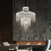 LED Crystal Chandelier with Remote Control Oscar 59W Dimmable Silver