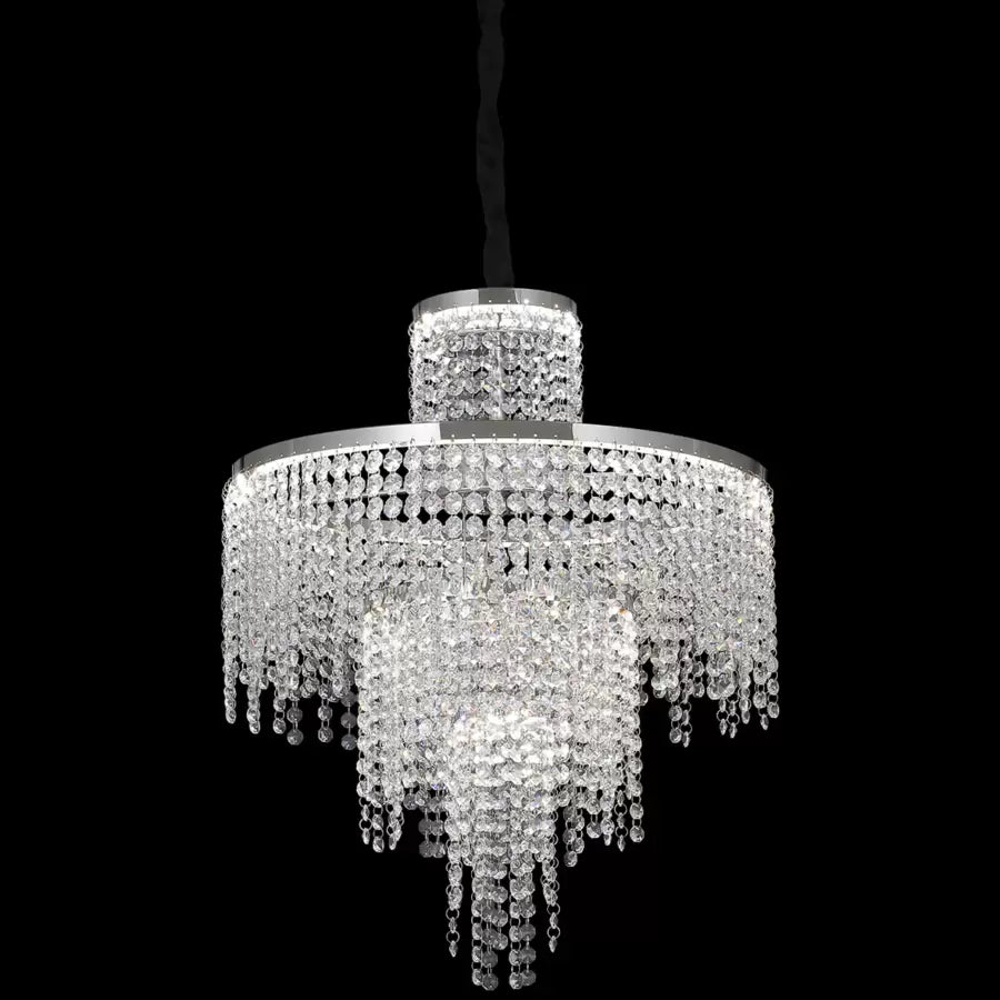 LED Crystal Chandelier with Remote Control Oscar 59W Dimmable Silver
