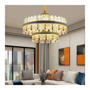 Pollux LED Chandelier with Remote Control, 300W, Diameter 75cm Gold, Crystal, Dimmable