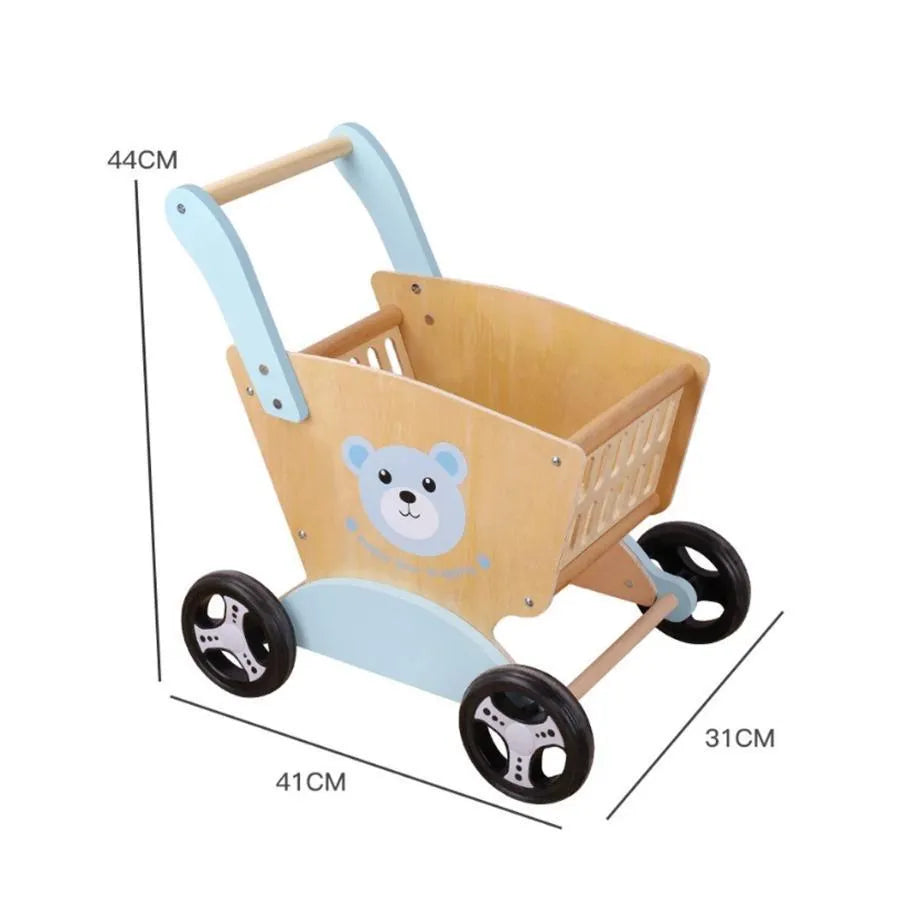 Food Cart, Cream with Blue, 46 Pieces, Wood and Plastic