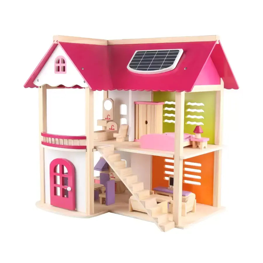Dollhouse with Furniture Pink DollHouse