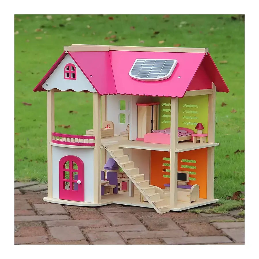 Dollhouse with Furniture Pink DollHouse