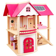 Dollhouse with Furniture Pink DollHouse