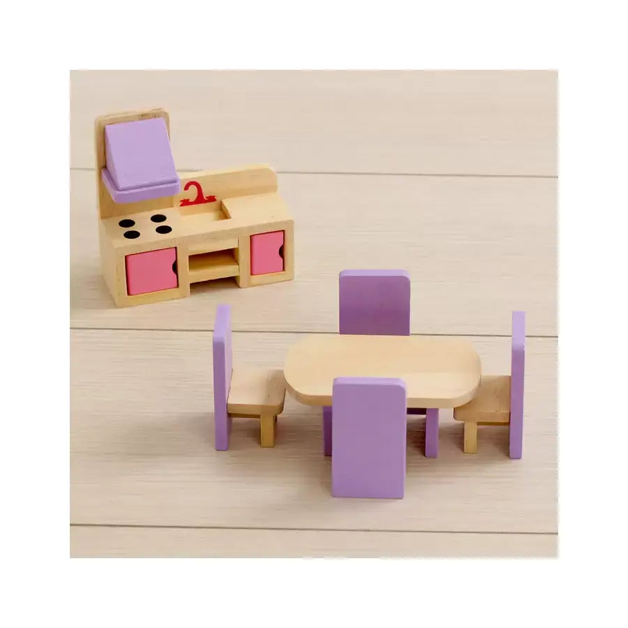 Dollhouse with Furniture Pink DollHouse