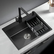 Stainless Steel Kitchen Sink 75x40x21 cm Black Graphite