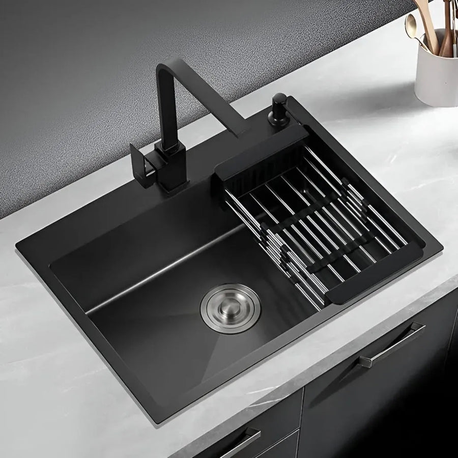 Stainless Steel Kitchen Sink 75x40x21 cm Black Graphite