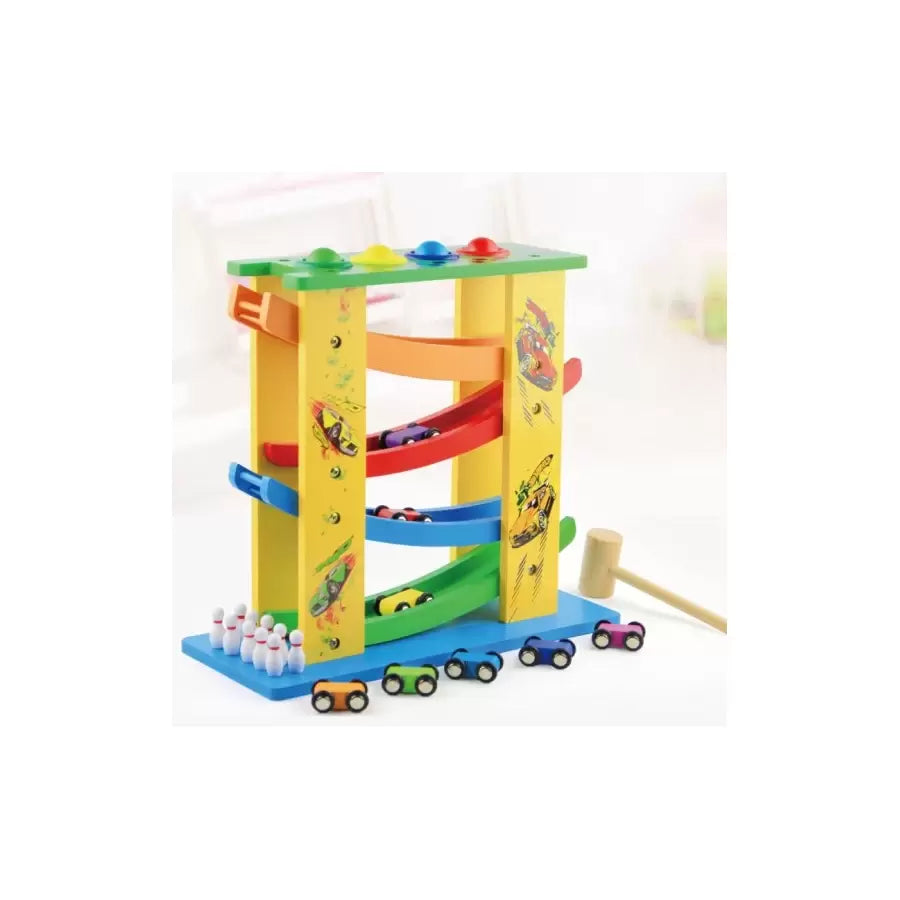 Circuit with Wooden Cars and Ball Hammer
