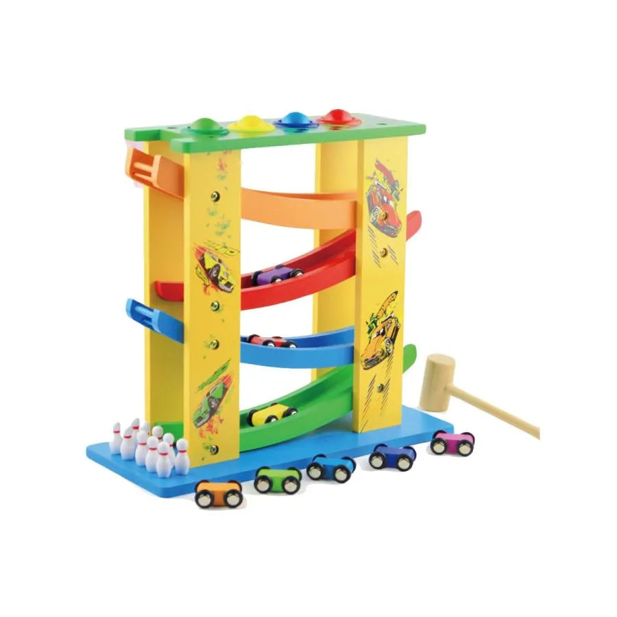 Circuit with Wooden Cars and Ball Hammer