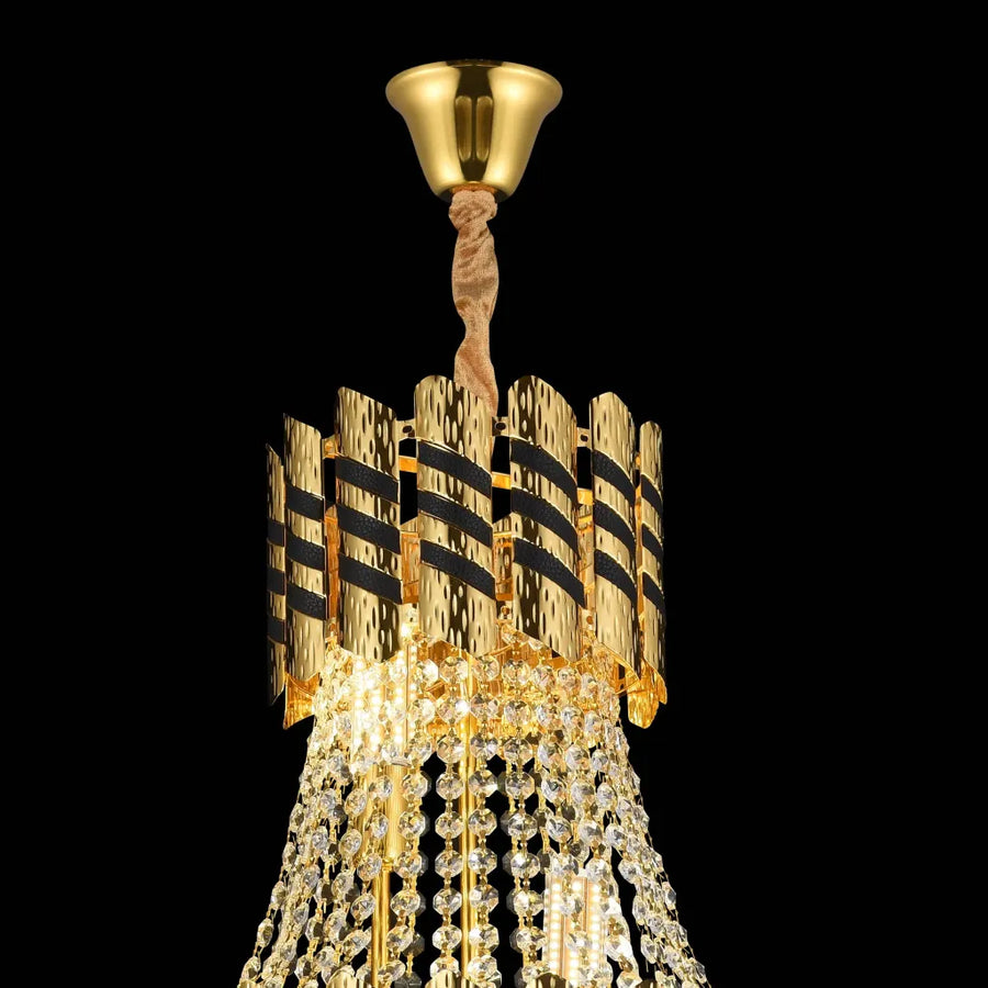Crystal Chandelier 9XE14 Nardo Gold, 50 cm wide, 70 cm high