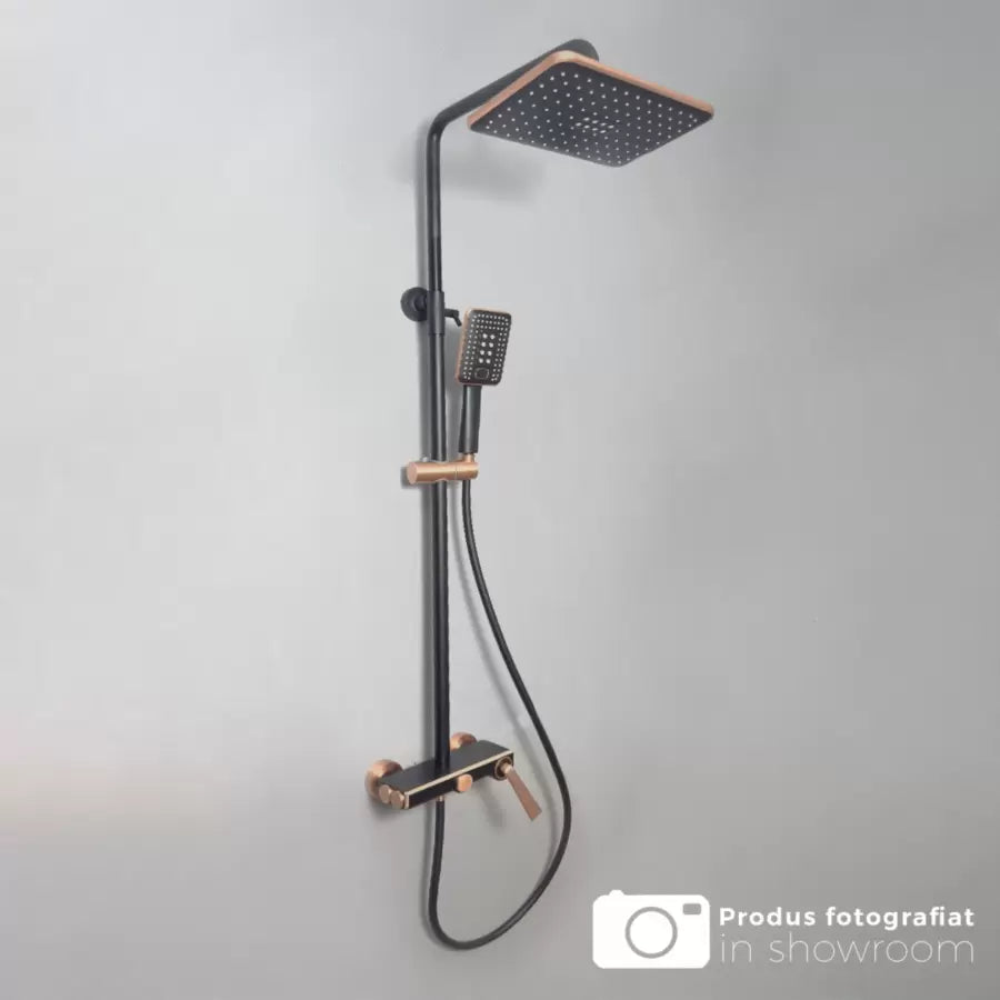 Shower Column, Sanitary Brass, Black with Rose-Gold, 10010H-M