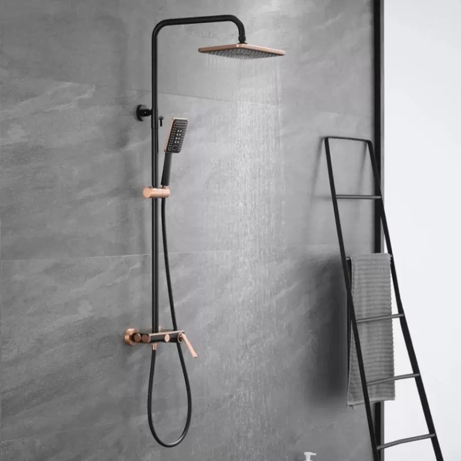 Shower Column, Sanitary Brass, Black with Rose-Gold, 10010H-M