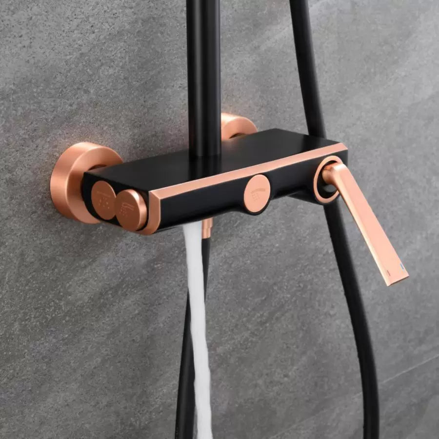 Shower Column, Sanitary Brass, Black with Rose-Gold, 10010H-M