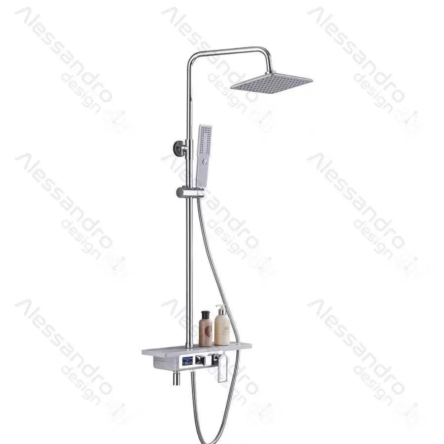 Shower Column, LCD Display, Stainless Steel, White/Silver, SJG/009