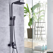 Shower Column, Stainless Steel, Square Head, Rain Effect, 3 Functions, Wall Mounted, Satin Black, Accessories Included, HS007