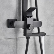 Shower Column, Stainless Steel, Square Head, Rain Effect, 3 Functions, Wall Mounted, Satin Black, Accessories Included, HS007