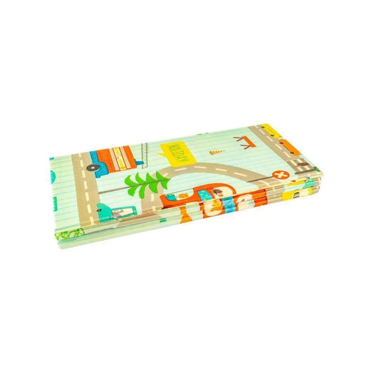 Double Foldable Rug with Holiday Animals and Wild Animals, Multicolor, Foam
