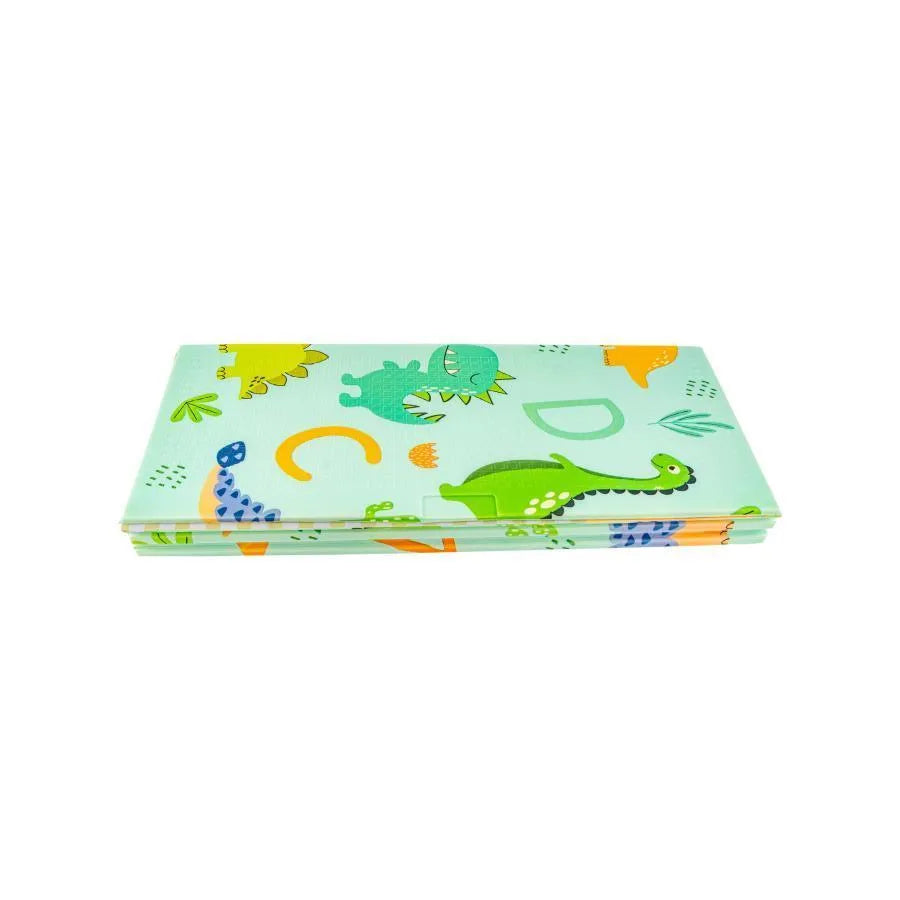 Double Foldable Rug with Dinosaurs and Wild Animals, Multicolor, Foam