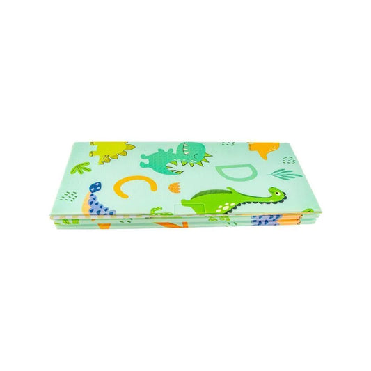 Double Foldable Rug with Dinosaurs and Wild Animals, Multicolor, Foam