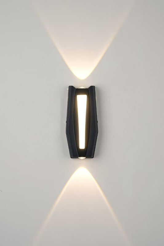 Fantas Outdoor and Indoor LED Wall Lamp, 2 Sources x 1W, IP65, Metallic, Black, 3000K