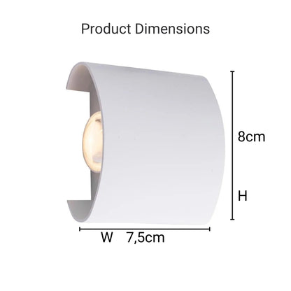 Fantas Outdoor and Indoor LED Wall Lamp, 2 Sources x 1W, IP65, Metallic, White, 3000K