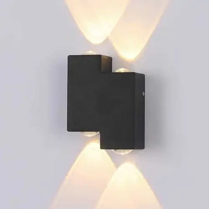 Outdoor and Indoor LED wall light, 4 Sources x 1W, IP65, ABS, Black, 3000K