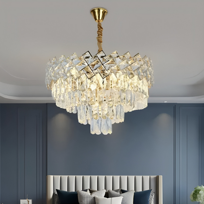WINDSOR Nobile Crystal Chandelier 5xE27, Diameter 40cm, Shiny Gold, Adjustable Height