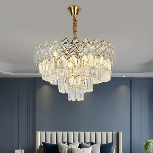 WINDSOR Nobile Crystal Chandelier 5xE27, Diameter 40cm, Shiny Gold, Adjustable Height