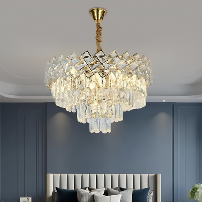 WINDSOR Nobile Crystal Chandelier 5xE27, Diameter 40cm, Shiny Gold, Adjustable Height