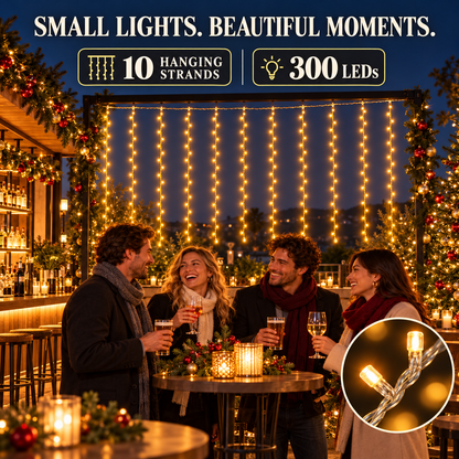 LED Light Curtain Christmas installation, warm light, 300 x 300cm, 300 LEDs