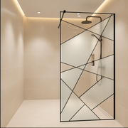 VELIA Walk-In Shower Screen, 70x195cm, Metal, Transparent and Black