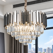 BLOIS Magno Crystal Chandelier, 8x E14, Diameter 60cm, Shiny Chrome, Adjustable Height