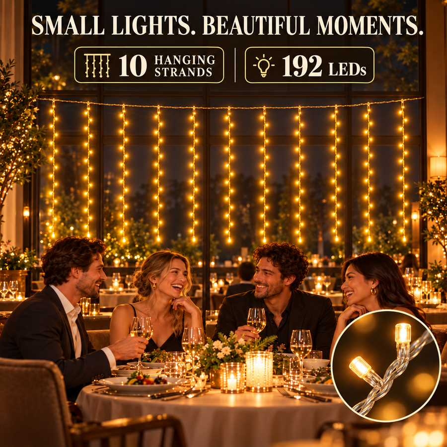 LED Light Curtain Christmas installation, warm light, 300 x 200cm, 192 LEDs