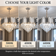 BLOIS Magno Crystal Chandelier, 8x E14, Diameter 60cm, Shiny Chrome, Adjustable Height