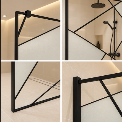 VELIA Walk-In Shower Screen, 70x195cm, Metal, Transparent and Black