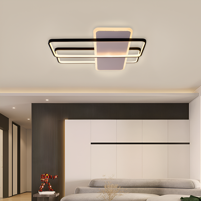 LED Chandelier with Remote Control CAROLINA 76W Overlapping Squares Cold/Warm/Neutral Light Dimmable Black White
