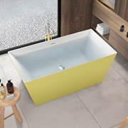 Freestanding Bathtub, Rectangular, Acrylic, Lemon Yellow, 170×78×60 Cm
