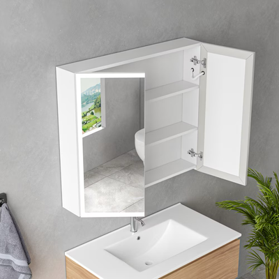 LED Mirror with Cabinet MODA 80x70 cm White - Perimeter Lighting and Touch Sensor