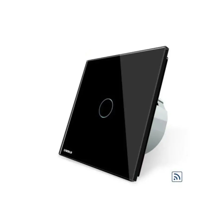 Wireless Touch Switch, Simple, Black, Tempered Glass, Livolo
