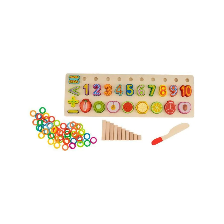 Creative board game with fruits and numbers, Wood and Plastic