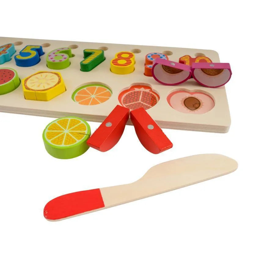 Creative board game with fruits and numbers, Wood and Plastic